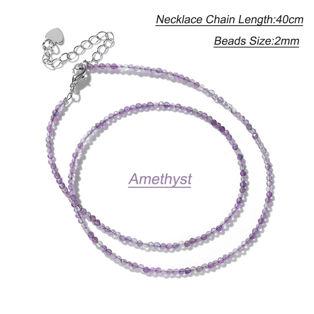 2mm Natural Crystal Beads Necklace Tiger Eye Stone Black Spinel Mix Quartzs Choker Clavicle Chains For Women Men Jewelry