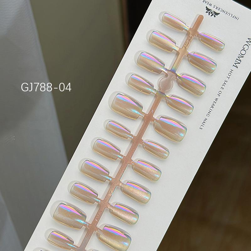 

30 шт. Короткие накладные ногти Aurora Cat Eyes Pure Ballerina Decoration носимые накладные ногти полное покрытие типсы искусство GJ788-04