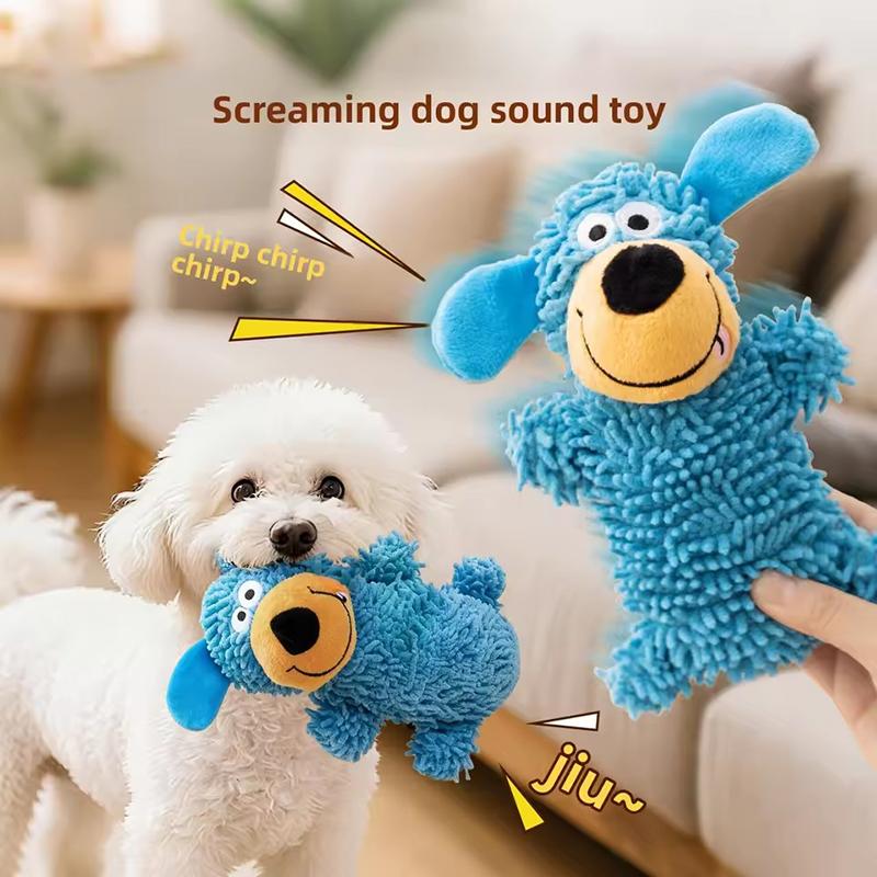 Plush Squeaky Dog Toy Teething Molar Chew Resistant Interactive Self Play Small Medium Puppy Dogs Anti Boredom Teeth Cleaning Pet Supplies