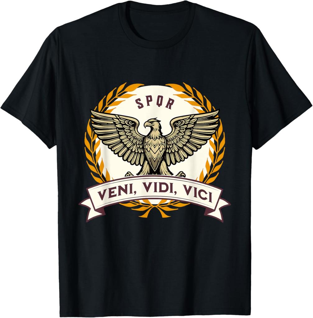 Veni Vidi Vici Julius Caesar Quote Ancient Rome TShirt 100 Cotton ONeck Short Sleeve Summer Casual Mens Tshirt Streetwear