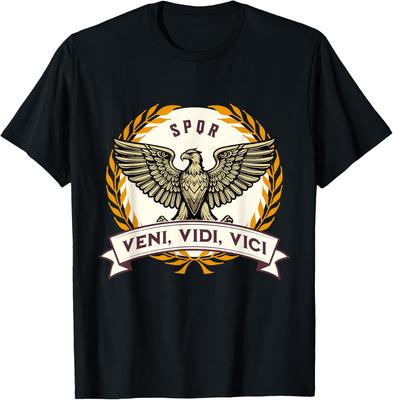 Veni Vidi Vici Julius Cäsar Zitat Antikes Rom T-Shirt 100% Baumwolle Rundhals Kurzarm Sommer Freizeit Herren T-Shirt Streetwear
