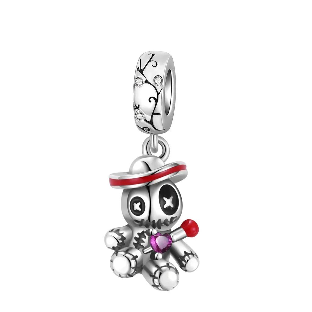 Halloween Copper Skull Charm Luminous Pumpkin Ghost Clown Bead Pendant Ring Necklace Bracelet Diy Jewelry Gift