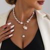 1pc Fashion String Imitation Pearl Moon Disc Pendant Necklace, Suitable for Women's Daily Party  Gifts