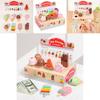 Wooden Simulation Ice Cream Vending Cabinet Model Children Toy Set For Kids Imaginative Pretend Play