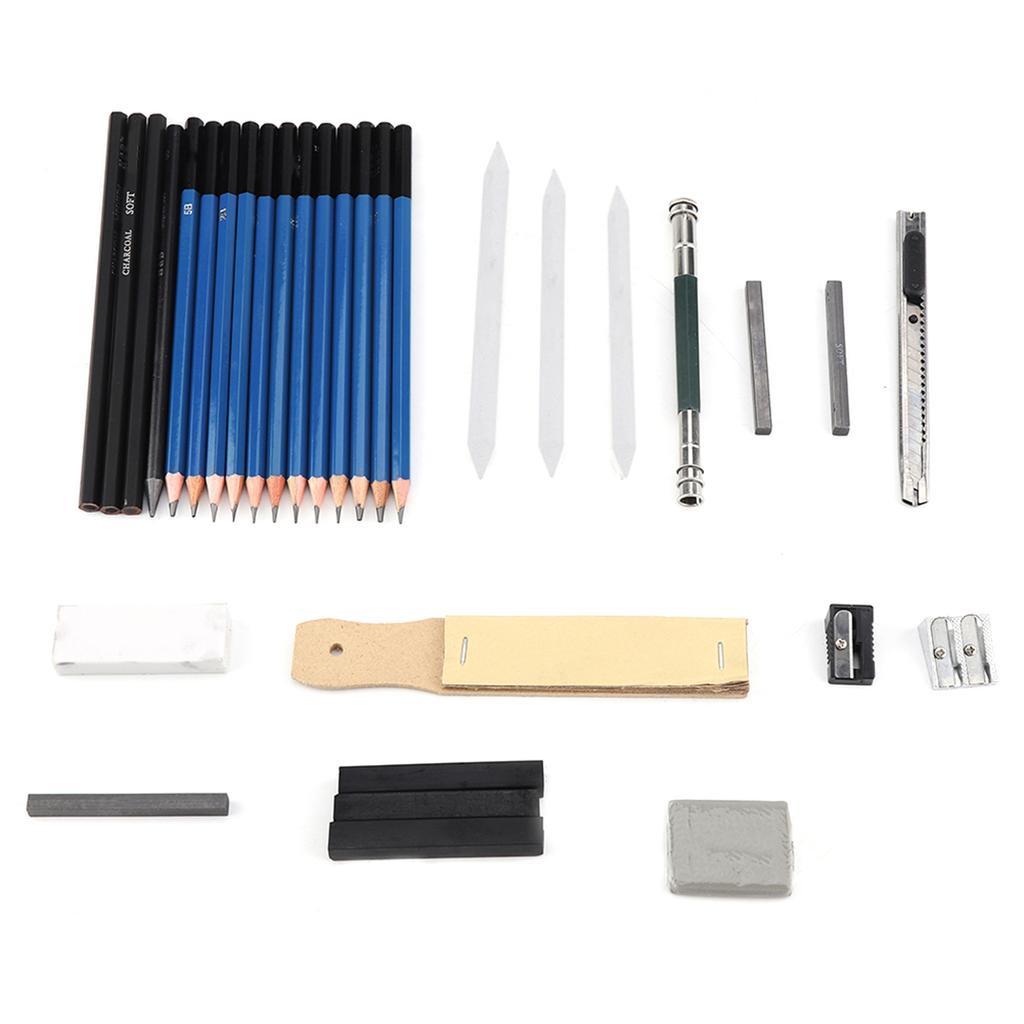 32pcs Set Professional Drawing Pencils Kit Sketching Tool Set Art Supplies with Carry Bag