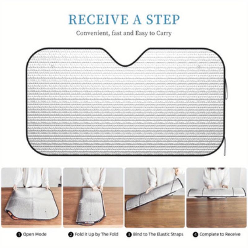 Universal Front Windshield Aluminum Foil Sunshade - Easy Installation & Storage