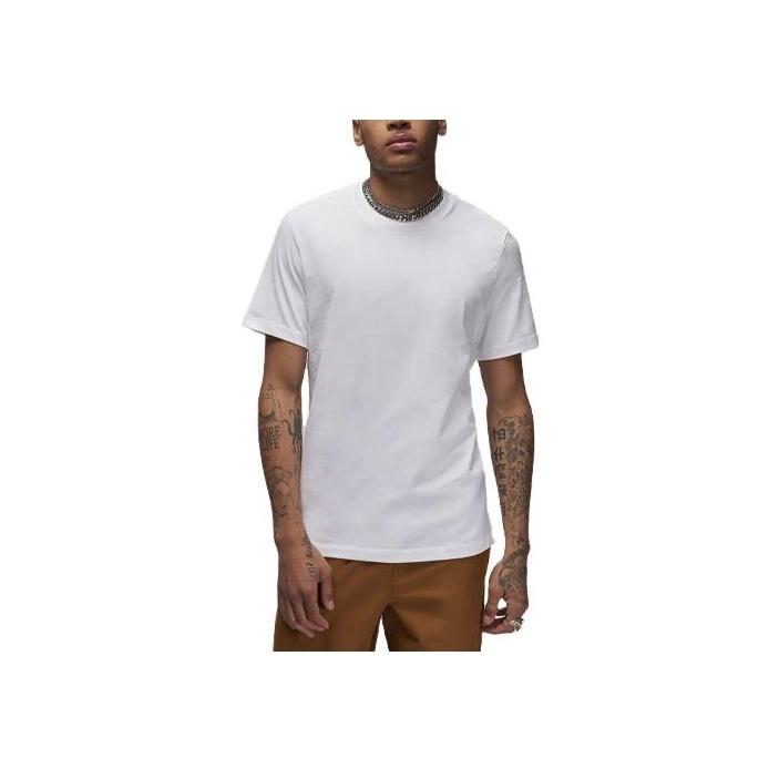 

Jordan Plain Ribbed Round Neck Sports Short Sleeve T-Shirt Men Tops White AQ2366-100 XS