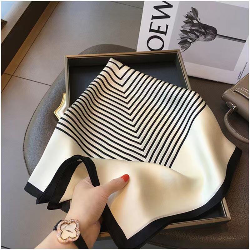 1PCS Striped 70 Silk Scarf French Hairband Small Silk Scarf Women's Fashion Tie Head Scarf Decoration Versatile