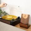 Elegant Album Display Shelf, Clear Acrylic Storage Stand Home Accessory with Solid Wood Base, Desktop Record Organizes