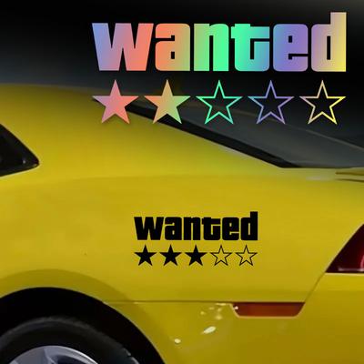 Wanted Star Vinyl Decal - Waterproof Motorcycle Car Scooter Sticker for Fuel Tank Side Panel DIY Decoration