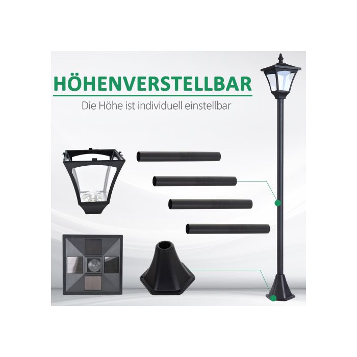 Lanterne solaire - MUVOE - Jardin - 10 lumens - Noir - 15 x 15 x 120 cm