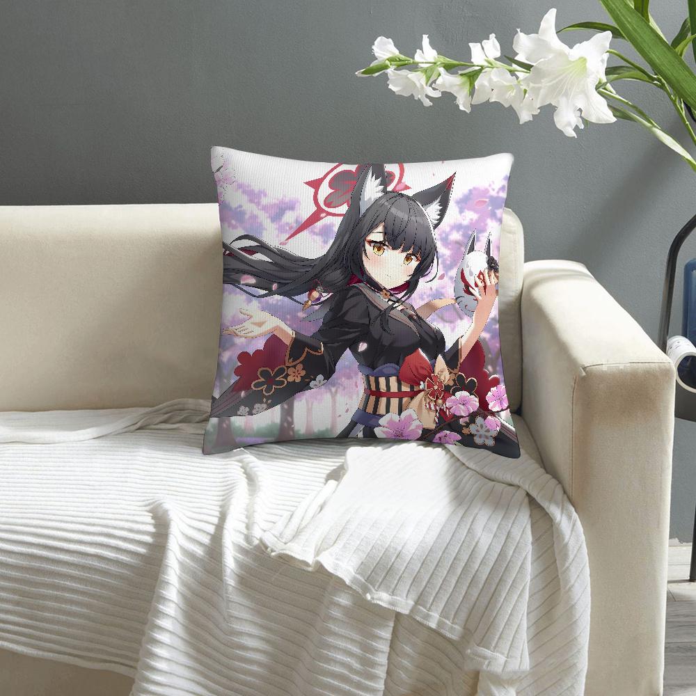 B-Blue Archive Anime Pillow Case Sofa Decorative Home Double-sided Print Plush Square Throw Pillow Covers Cushion Decor Cover