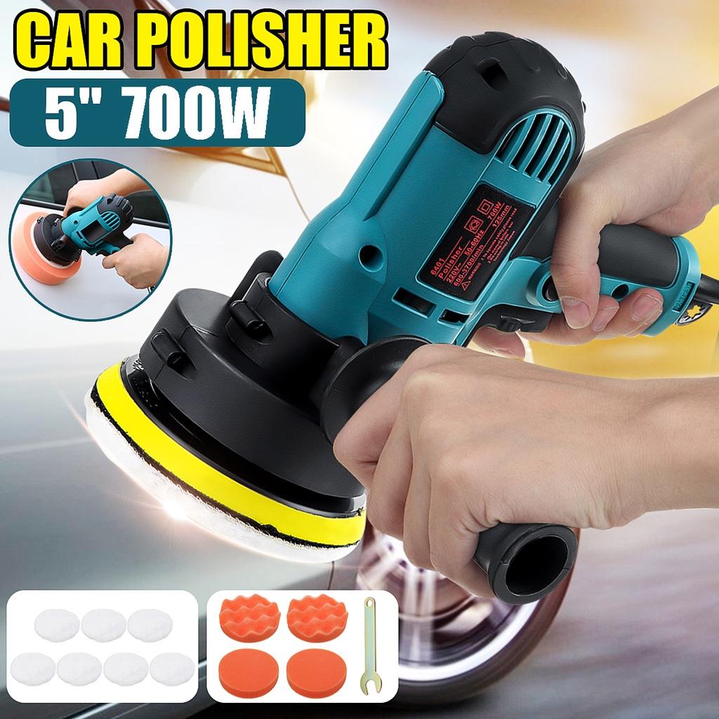 220V Electric Car Polisher Adjustable Speed Furniture Automobile Sanding Waxing Tools Car Polishing Machine with Sponge Pads 700W