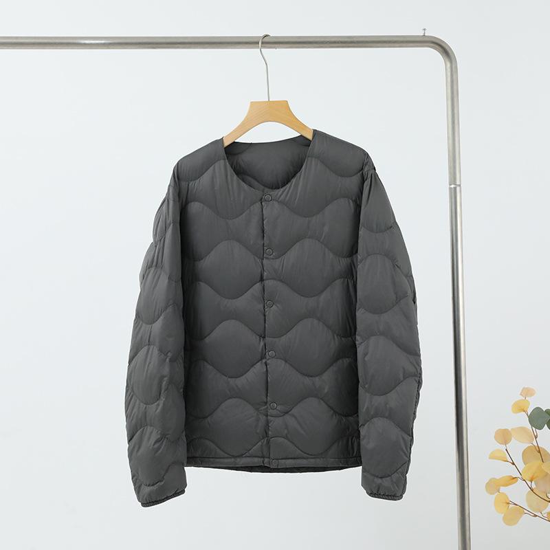 

New Light and Thin Down Liner Winter Men s Collar Thin Portable Loose and Versatile Warm White Duck Down Long-sleeved Jacket M серый