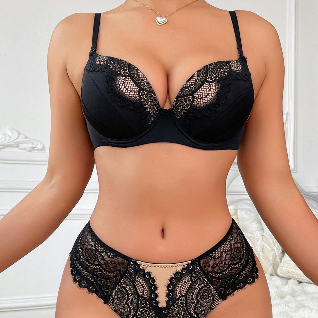 New lace underwear women's sexy small breasts show big gathering underwear adjusted upper support large size bra
