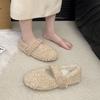 Gentle Fairy Wind 2025 Autumn and Winter Lamb Wool Shoes Female Wear Versatile Flat Bottom Pregnant Women Warm Bean Cotton Shoes