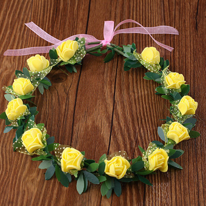 Sweet Girls Women Bridal Rose Flower Crown Headband Wreath Party Wedding Bridal Garland Hairband Headwear