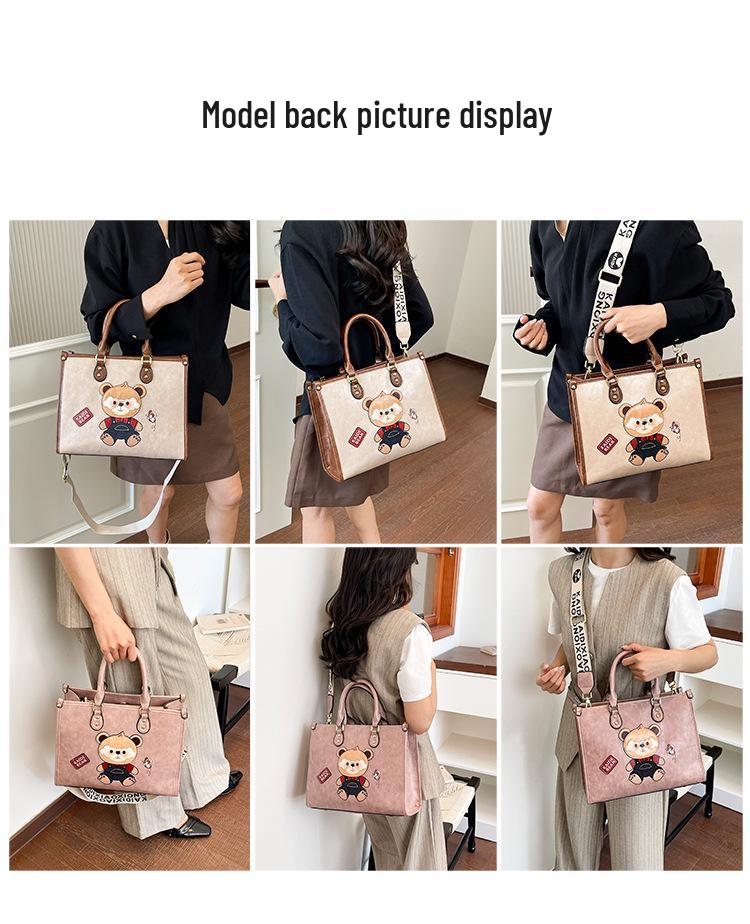 2026 New Women's High-End Cartoon Bear Crossbody Tote Bag