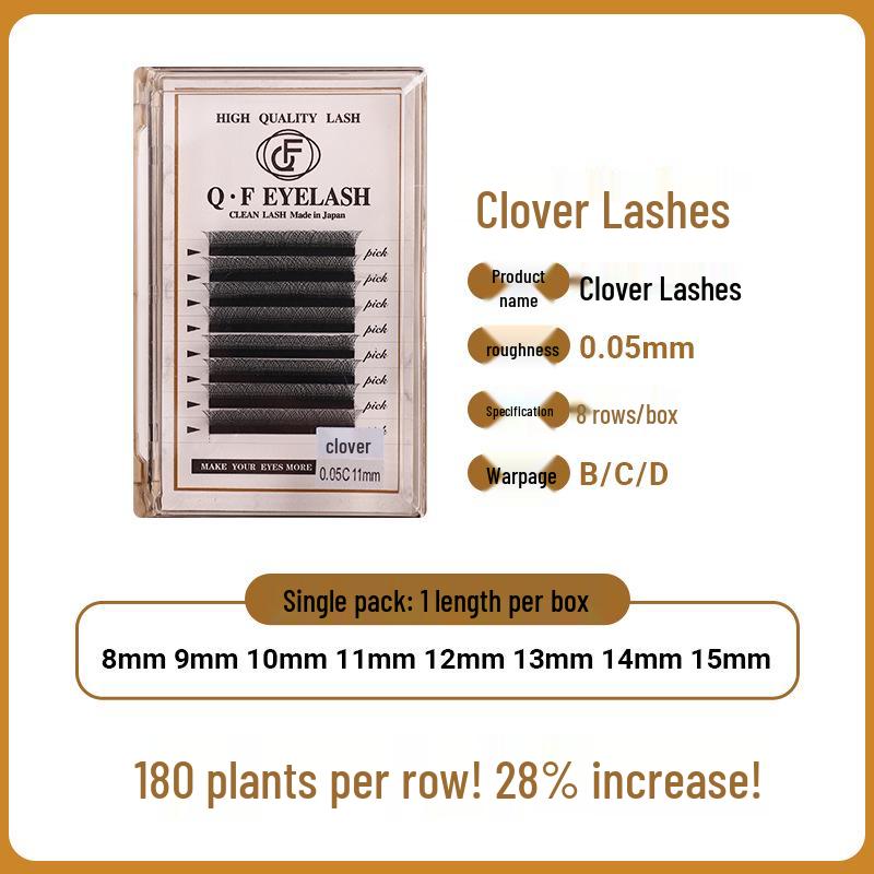 Clover 0.05 Y-Shape YY Eyelash Extensions: 1-Second Bloom, 4D Super Soft & Dense, No Root Separation - Ideal for Professional Salons.