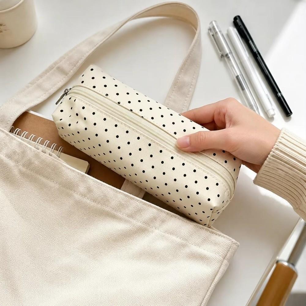 Polka Dot Pencil Case Large Capacity Pen Storage Bag New Stationery Pouch For Students