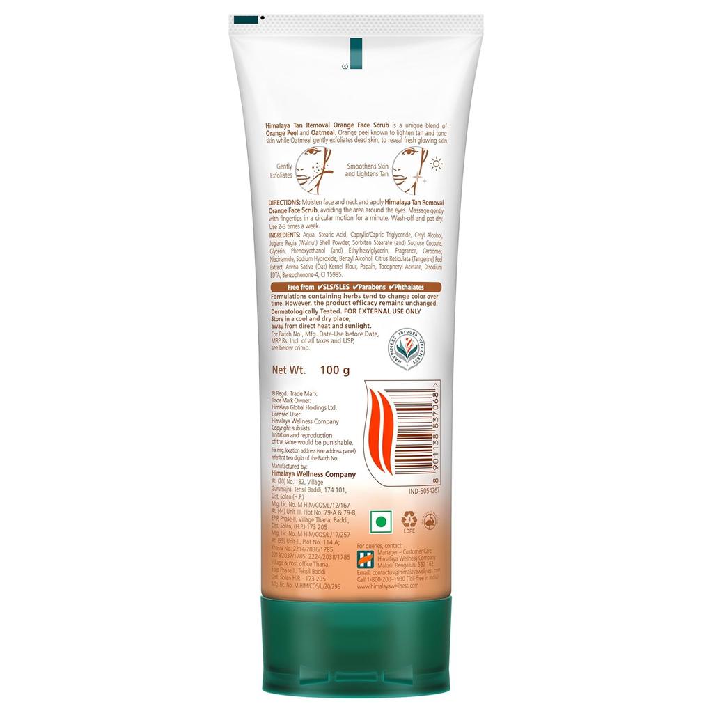 Himalaya Tan Removal Orange Face Scrub 100g Gentle Exfoliating Cleanser for Smooth Radiant Skin Daily Use