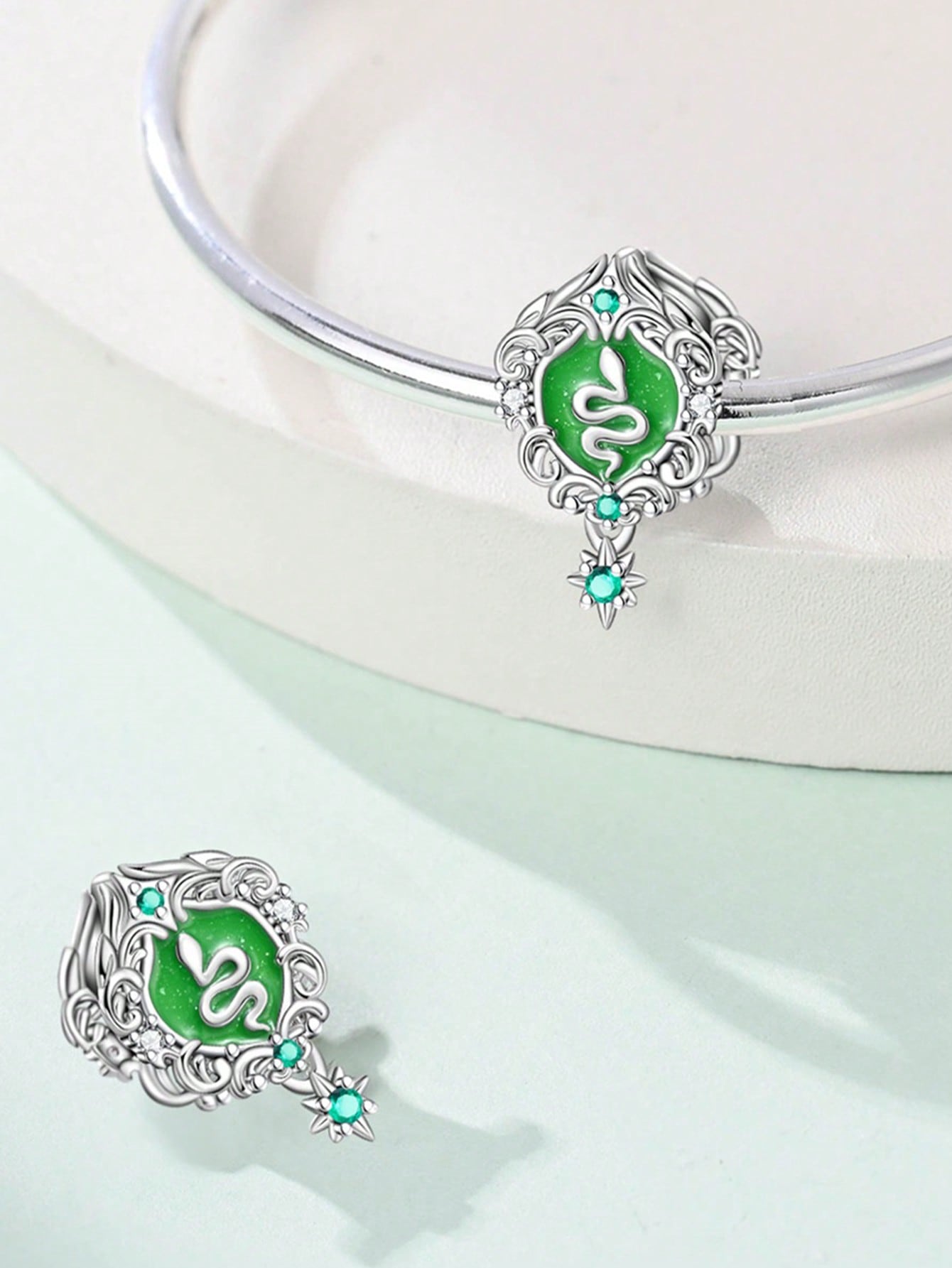 

Charms Plata Copper Colors Spirit Snake Shield Rose Beads Charm Pendant For Original Bracelet For Women Diy Jewelry Love Gift