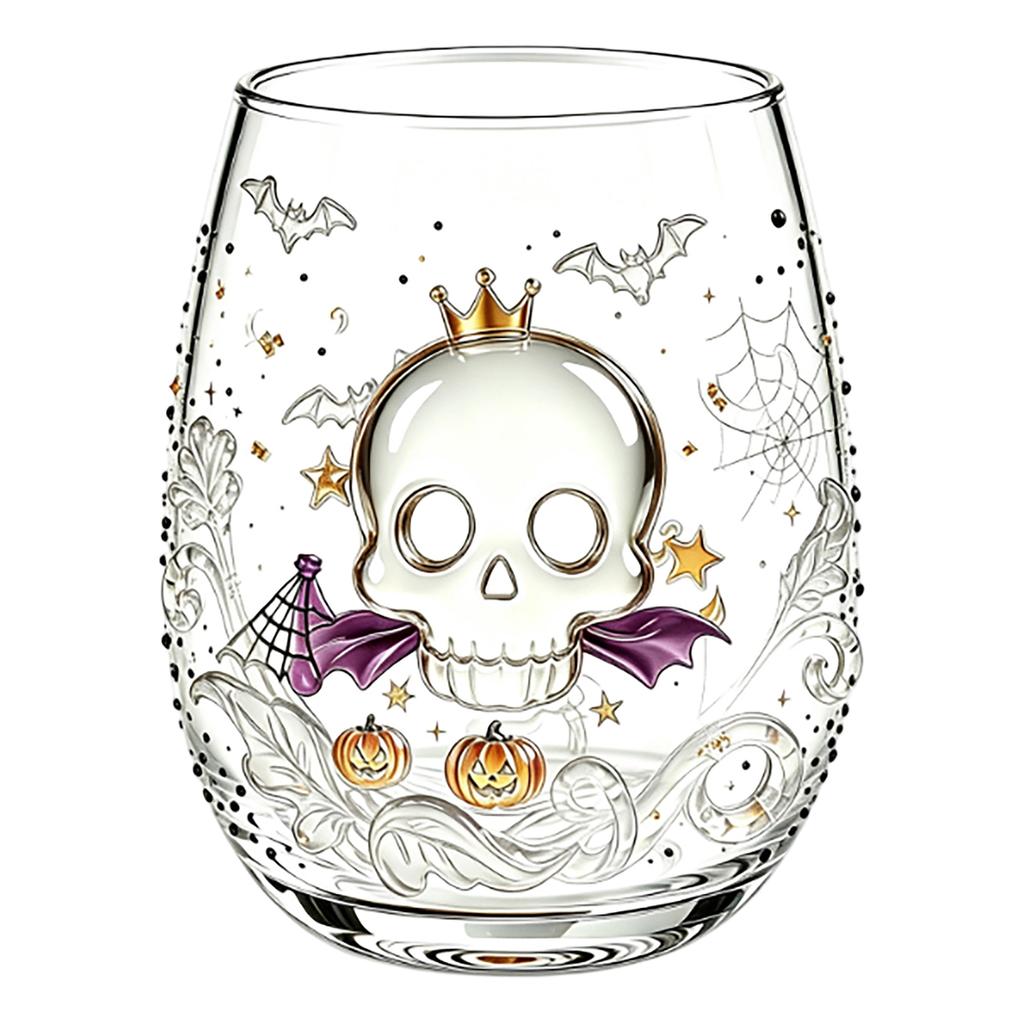 Halloween 3D Glass Cup with Embossed Design Tumbler for Holiday Party and Gifts