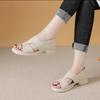 Genuine Leather Women Sandals Summer Casual Shoes Flat Soft Comfort Mother Shoes Yellow Black Plus Size 41
