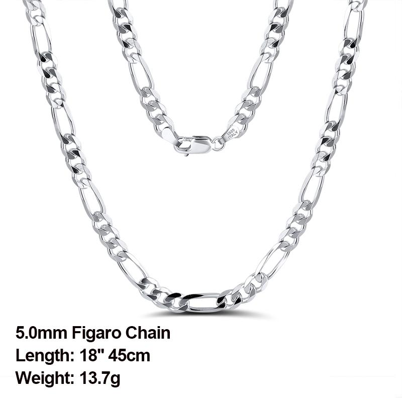 ORSA JEWELS Italian 925 Sterling Silver Diamond-Cut Figaro Chain Necklace S925 Silver Craft Men Women Neck Chains Jewelry SC34