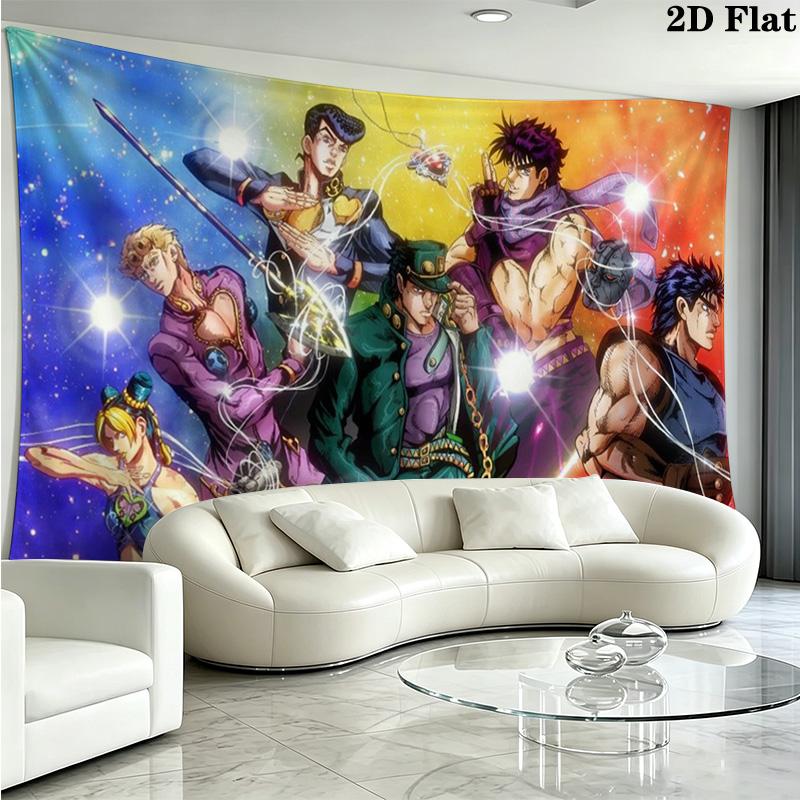 Anime JJBA Wall Tapestry Aesthetic Wall Hanging Printed Fabric Blanket Decorative Tapestries for Bedroom Living Room Home Decor