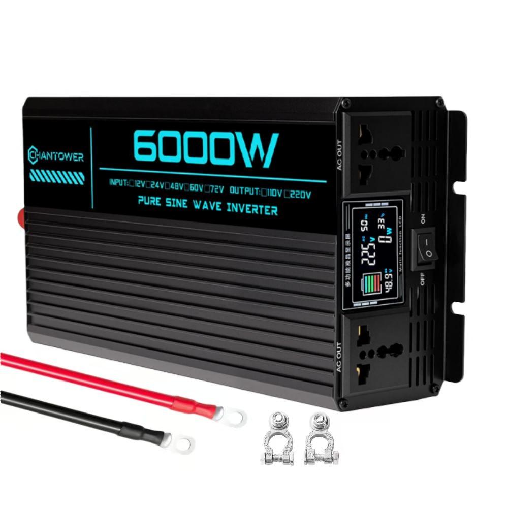 Pure Sine Wave Inverter DC 12v/24v/48v/60v/72v To AC 110v/220v 6000W 5000W 4000W 3000W 1600W Converter Car Solar Power Inverter