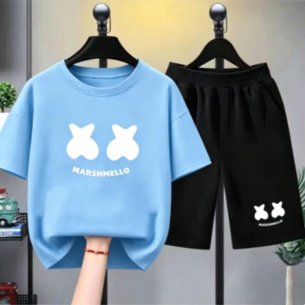 Fashion Kids T-shirt Shorts Set Fun Letter Printed Short Sleeve Tops Shorts 2pcs Summer Boy Girl's Outdoor Casual T-shirt Sets