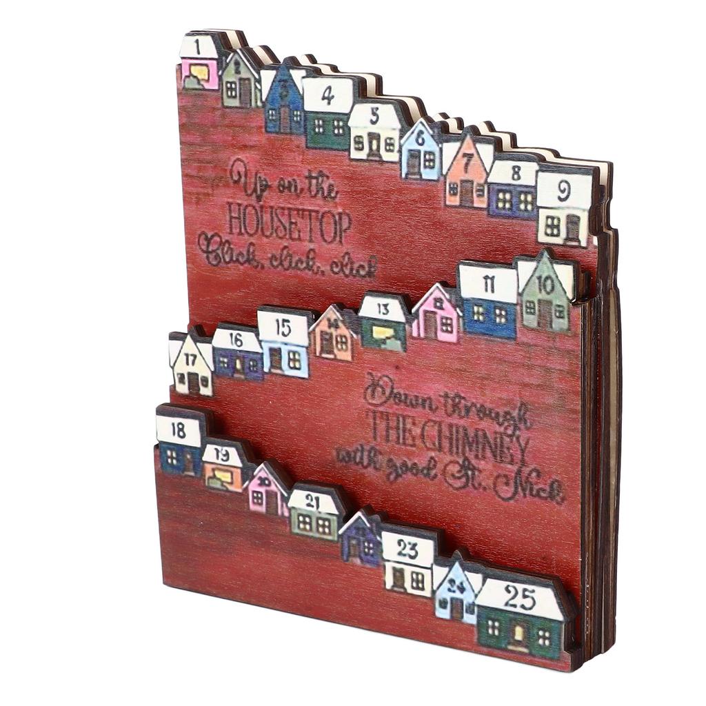 Christmas Countdown Calendar 25 Houses Sturdy Wood Bright Colors Christmas Advent Calendar for Kids