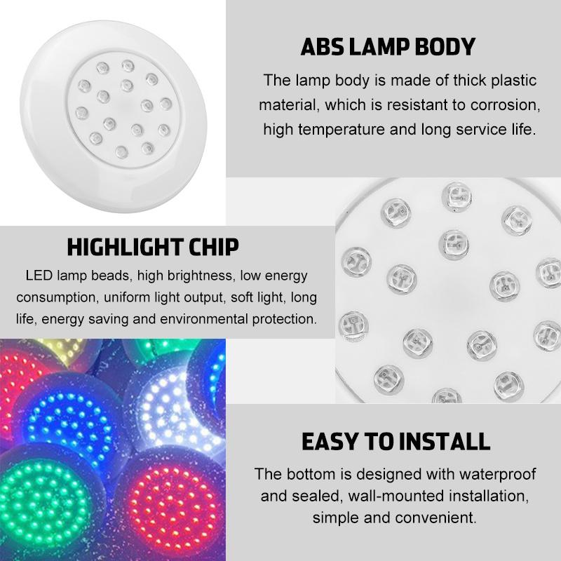 7W IP68 Waterproof 15 LED RGB Multi Color Submersible LED Underwater Night Light for Fish Tank Pond Swimming Pool Wedding Party