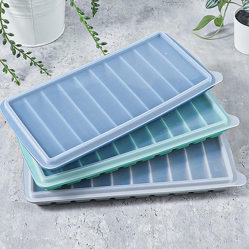 10 Grids Stick Shape Ice Molds Tray With Lid Silicone Ice Cube Tray Mold DIY Jelly Chocolate Mould Non-Stick Cylinder Ice Box