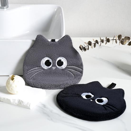Cartoon Hand Towel Soft Absorbent Towel with Embroidered Eyes Kids Cute Hand Towel with Hanging Loop for Kitchen Bathroom