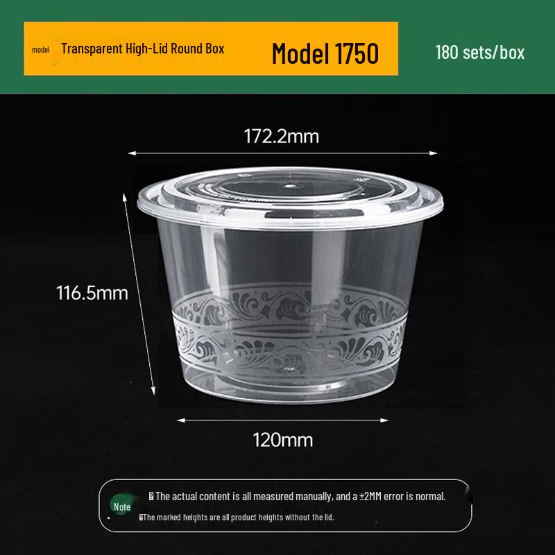 Disposable Transparent Plastic Round Food Containers with Lids