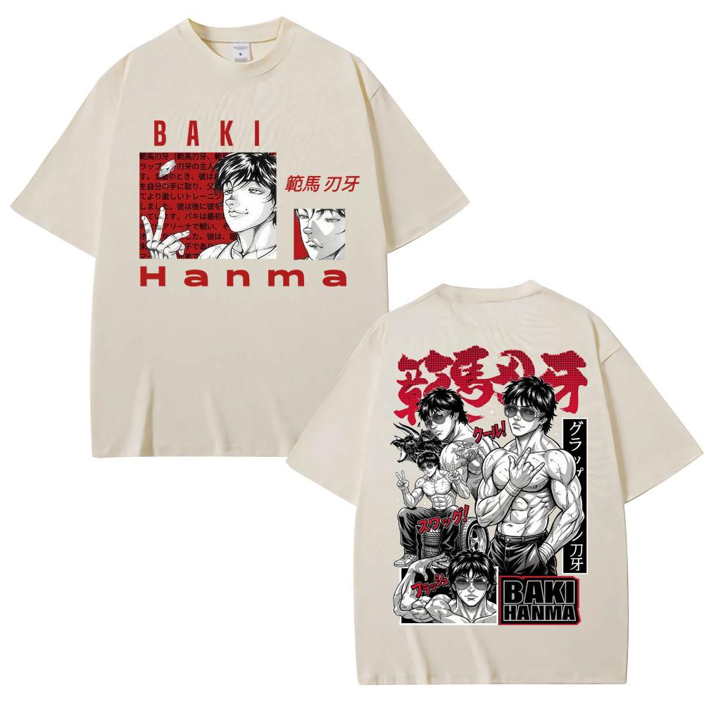 Anime Baki HaUnisex Harajuku T Shirts Vintage Unisexga Y2k Fashion T Shirt Unisex Women Oversized Cotton Casual Tshirt Streetwear Male