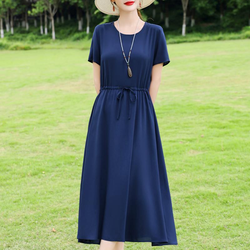 Elegant Women's Summer Dress Plus Size Short Sleeve Casual Long Dresses Vintage Clothes