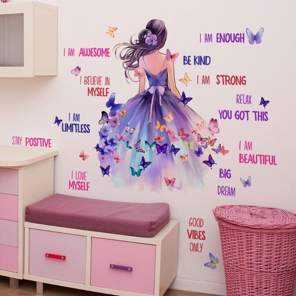 Cartoon Girl Wall Stickers Multicolor Wall Decorative Sticker Creative Wall Decal  Girl Bedroom
