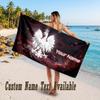 Poland Football Design Beach Towel Custom Text Large Towel for Beach Vacation