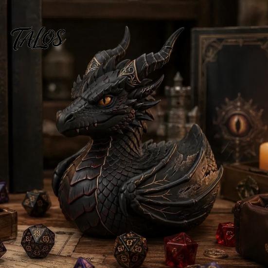 Medieval Fantasy Room Decor Dark Dragon Collectible Duck, Gothic Resin Statue for Home Decor, Hand-Painted Detailed Gift Mythical Figurine,