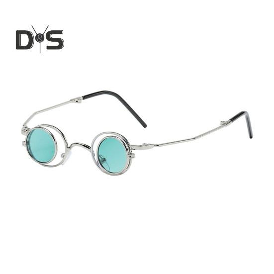 Round Flip Up Sunglasses Small Circle Polarized Glasses for Men Women Retro Punk UV400 Sun Glasses for Rave Party