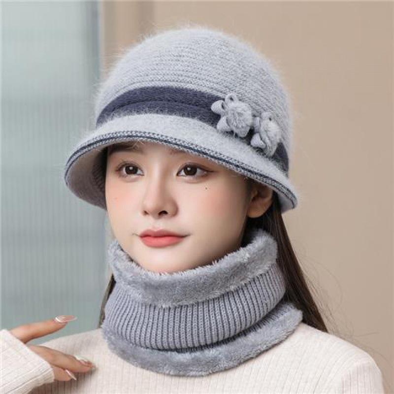 

Женская зимняя шапка для пожилых людей, ветрозащитная шапка для мамы, теплая утолщенная вязаная шерстяная шапка из кроличьего пуха, шапка для пожилой женщины (single hat)