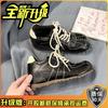 Fashion versatile casual shoes inner height-increasing sports single shoes autumn retro design feeling thick-soled lace-up shallow mouth German tra