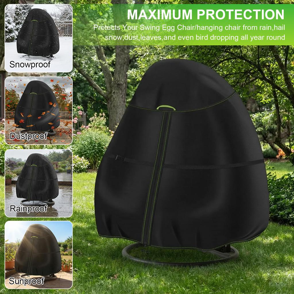 Patio Hanging Egg Chair Cover Outdoor Swing Egg Chair Cover Waterproof 210D Heavy Duty Veranda Garden Egg Chair on Stand Covers