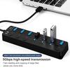7-Port USB 3.0 Hub 5Gbps High Speed Data Transmission USB Splitter For Laptop