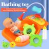 Kids Plastic Bath Tub Doll Set Pretend Role Play Toy with Shower Accessories