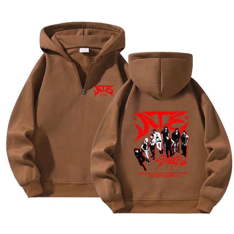 Hanorace pentru bărbați femei StrayKids Combinație Imprimat Pulover cu fermoar Nou Pulover cu fermoar Bărbați și femei Același stil Hanorac