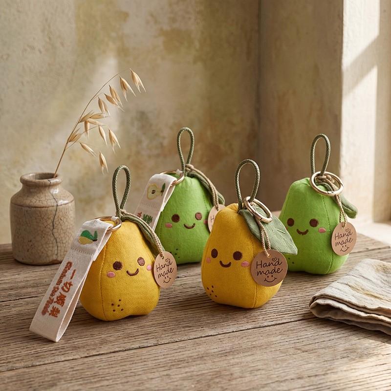Apple And Pear Plush Keychain With Polyester Material For Cute Gift And Decoration